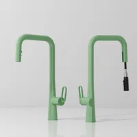 ก๊อกน้ําห้องครัวดึงเดี่ยวทองเหลืองหมุนร้อนและเย็นแปรงทอง Water Saving Decked Sink Mixer Tap ใหม่แฟชั่น 1