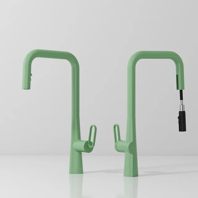 ก๊อกน้ําห้องครัวดึงเดี่ยวทองเหลืองหมุนร้อนและเย็นแปรงทอง Water Saving Decked Sink Mixer Tap ใหม่แฟชั่น 1