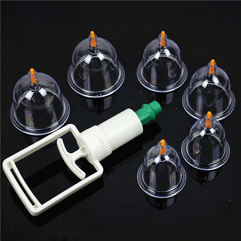 6Pcs Vacuum Cupping Set Chinese Medical Cupping Cups Cans Suction Cup Therapy Back Body Detox Massage Anti Cellulite Massager
