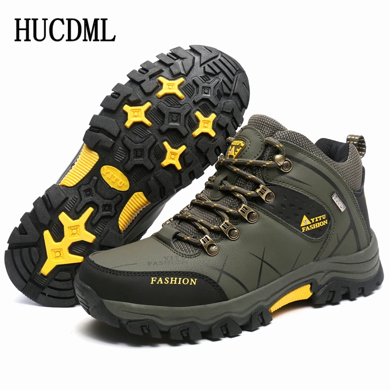 Men's Outdoor Non-slip Hiking Leather Boots Waterproof Sneakers Work Shoes Winter Plush Four Seasons