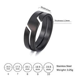 Elegant Stainless Steel Couple Ring - Timeless Jewelry - 8 (Black)