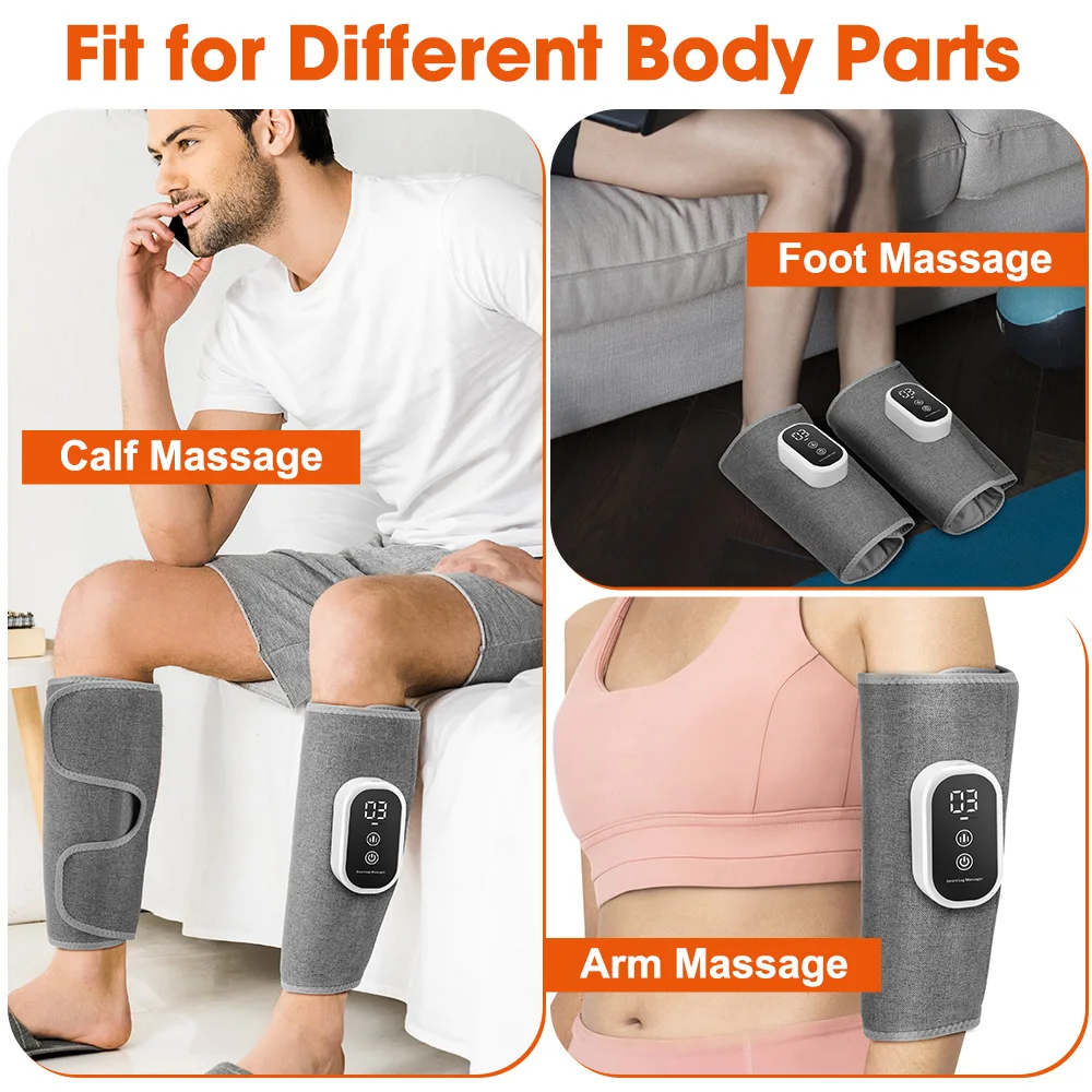 Wireless 360° Air Pressure Calf Massager Electric Airbag Compression Leg Wrap 3 Modes 3 Intensities Leg Massage Device