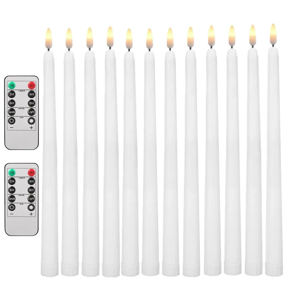 Flameless Flickering Taper Candles with Remote Control Timer and Dimmer, Battery-Operated Candlesticks for Holiday and Event Décor