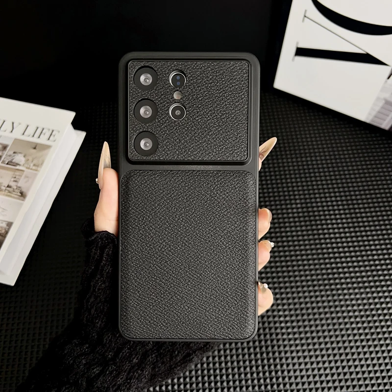 Samsung Galaxy Solid Color Shockproof Leather Case - Durable Back Cover