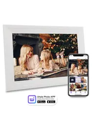 10.1-Inch WiFi Cloud Digital Photo Frame with Touch Screen and 32GB Storage - UK Plug (WHITE)