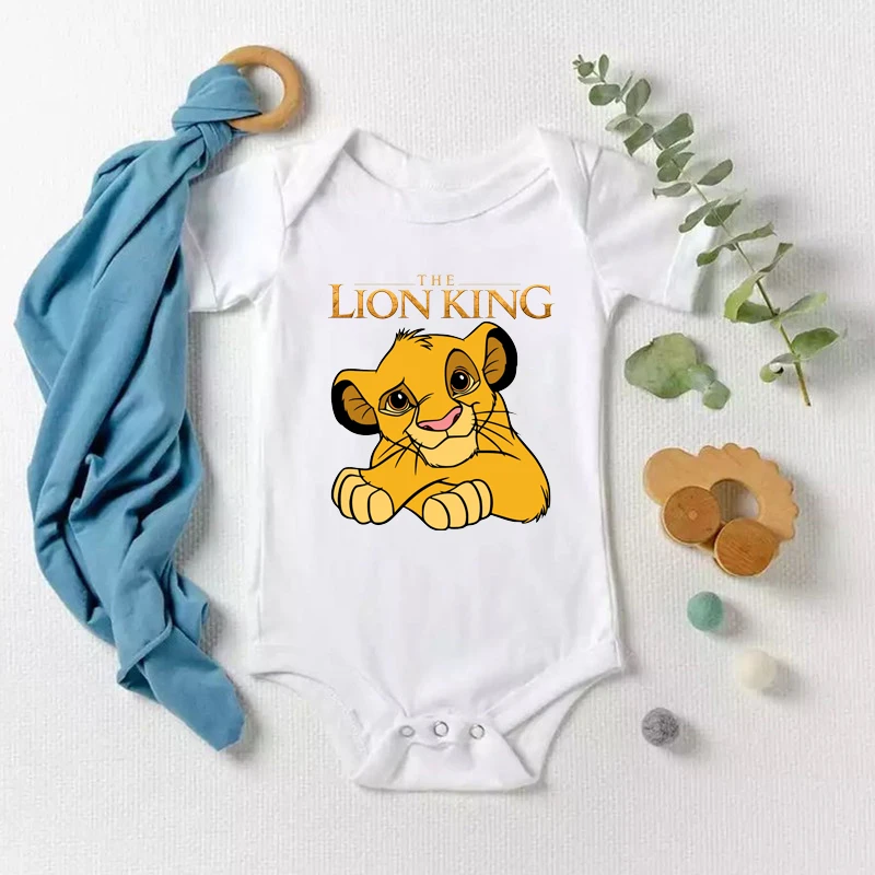 Funny The Lion King Newborn Baby Bodysuits Cotton Short Sleeve Simba