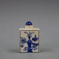 Antique porcelain blue and white antique pattern snuff bottle 1
