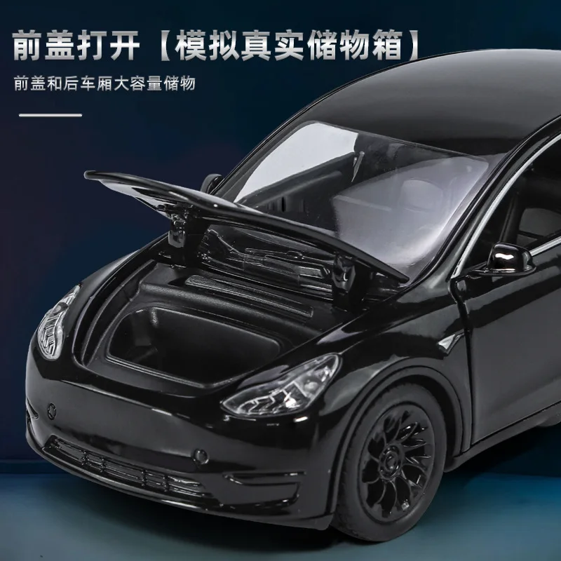 1:24 Tesla Model Y High Simulation Diecast Metal Alloy Model car Sound Light Pull Back Collection Kids Toy Gifts 4