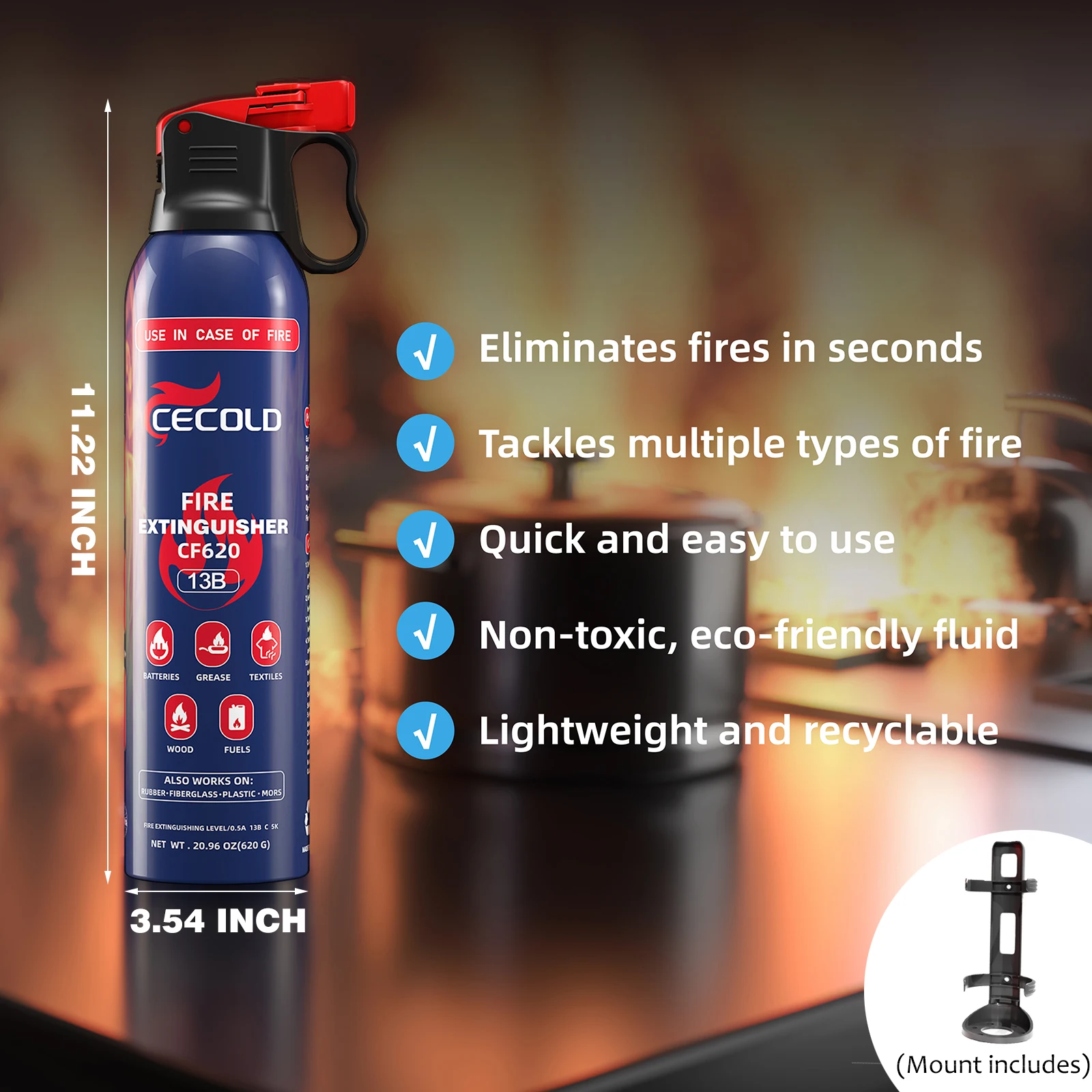 Fire Extinguisher for boat mini fire extinguisher Water-based fire extinguisher Portable vehicle household Antifreeze（-20&deg;）