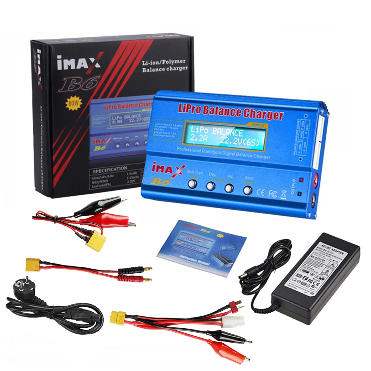 Battery Charger HTRC iMAX B6 80W For Lipo NiMh Li-ion Ni-Cd RC B6 Lipro Discharger Digital Balance