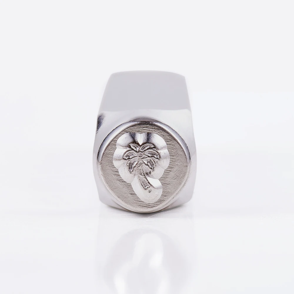 Iron Metal Stamps Coconut Tree Pattern Platinum 6.55x1cm