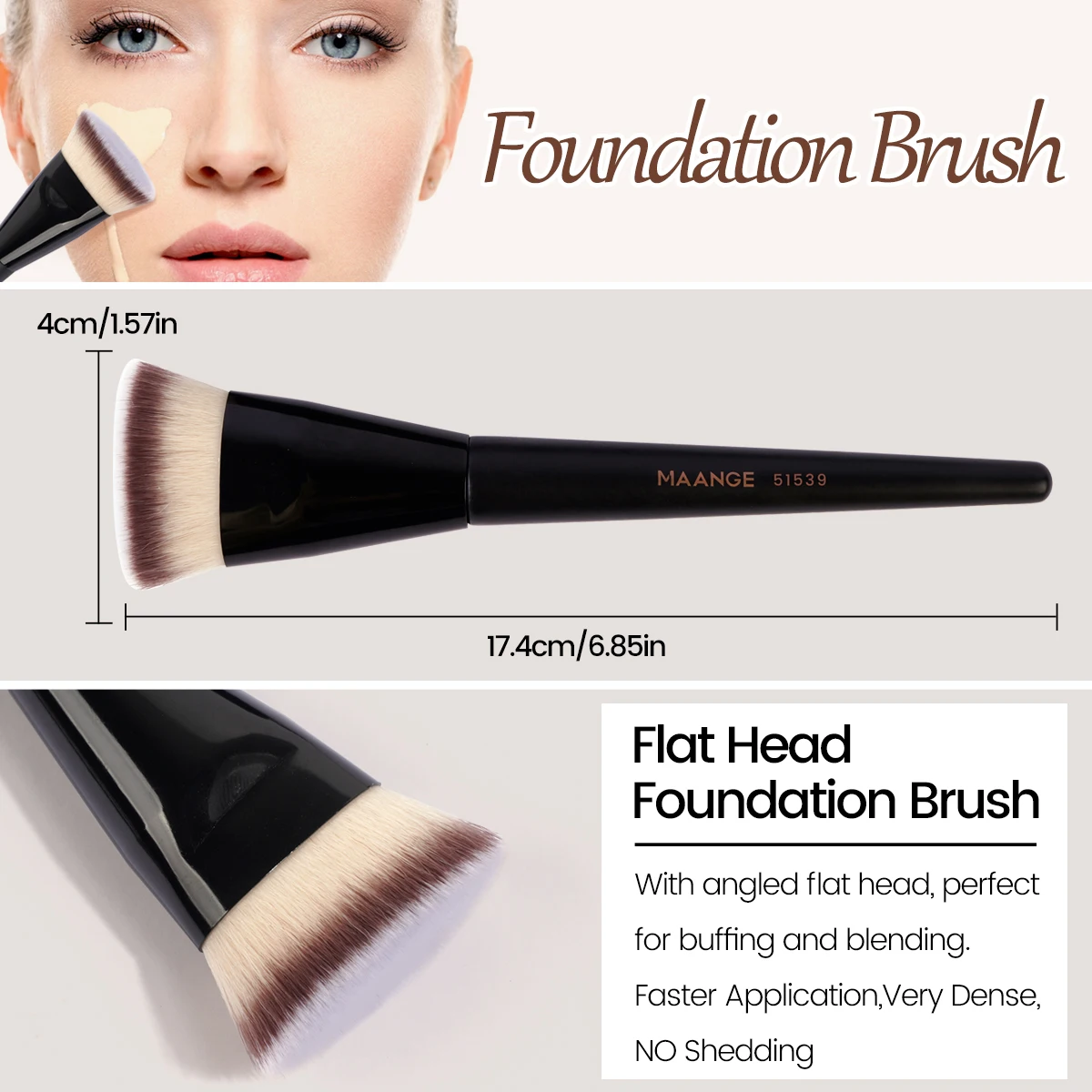 MAANGE 3pcs Makeup Brush Set Angle Round Flat Head Foundation Brush Soft Bristle With Box Skin-friendly Makeup Tool for Beauty 3
