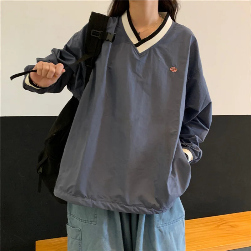 

HOUZHOU Harajuku Japanese Hoodies Women Streetwear Autumn Fashion Thin Pullovers Hip Hop Vintage V Neck Sweatshirt Oversized