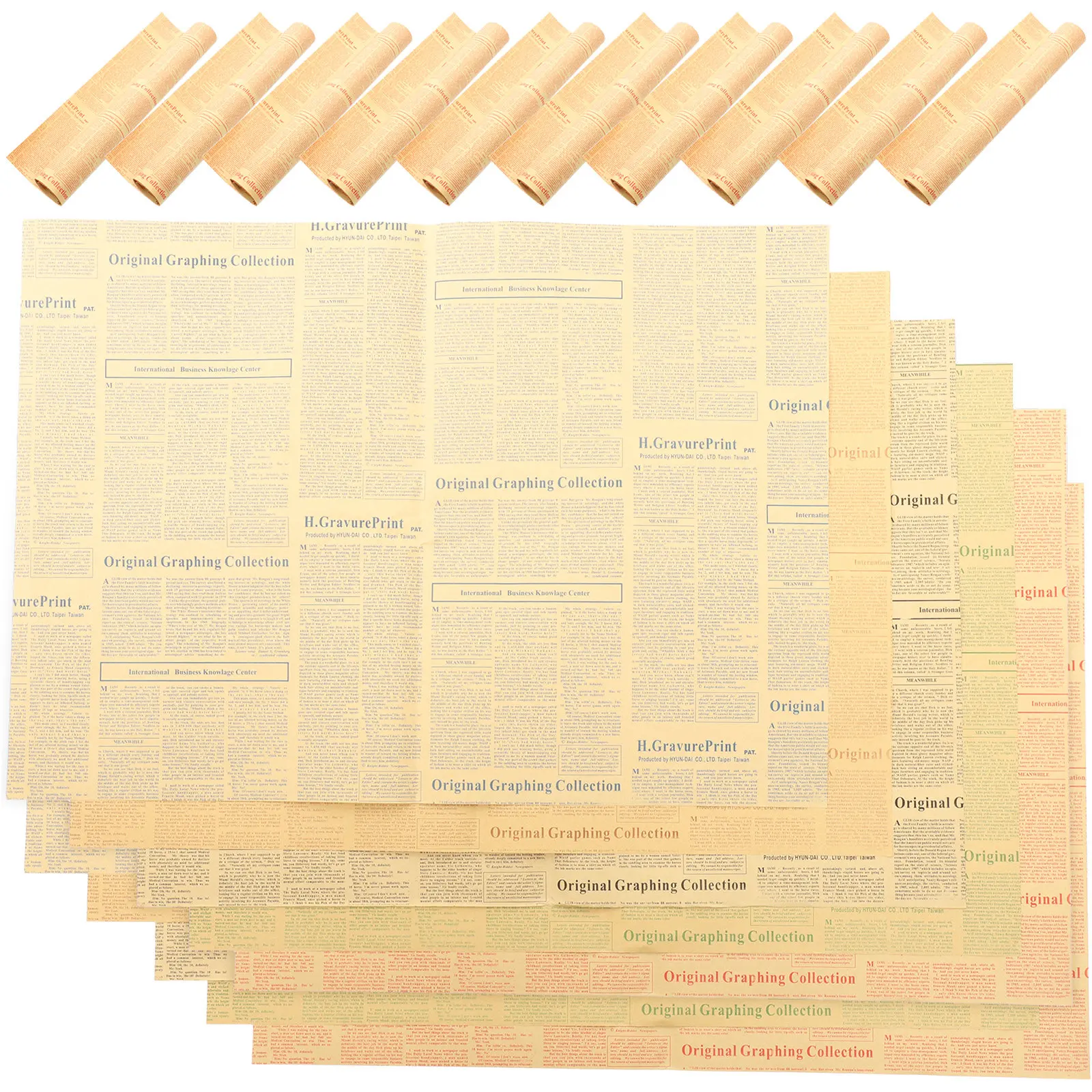 20Pcs 두꺼운 크래프트 신문 포장지 복고풍 스타일 선물 포장 꽃다발 포장 결혼식 생일 선물 포장지에 이상적