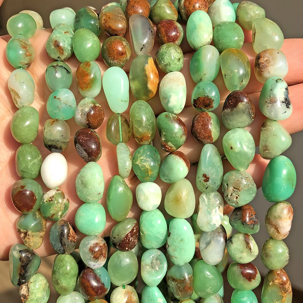 

8-10mm Natual Irregular Chrysoprase Australia Jades Stone Loose Spacer Beads for Jewelry Making Bracelet Charms Accessories 15"