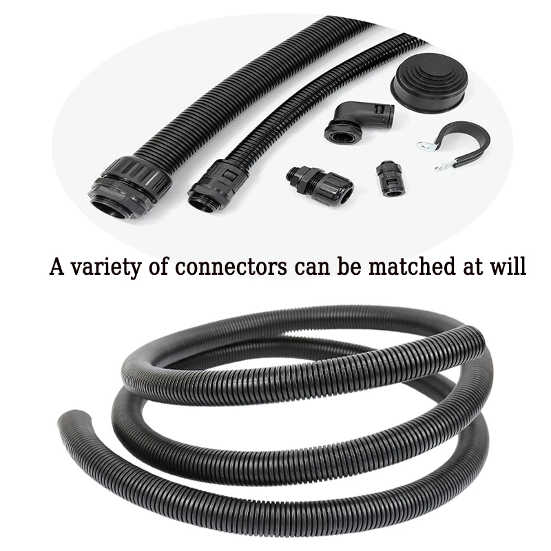 2M Corrugated Pipe Threaded Tube Insulation Flame Retardant Protection Automotive Cable Harness Accessories PP Plastic Bellows Plastic Corrugated Pipe
