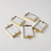 FUWO Wholesale 5Pc Natural Clear Quartz Connector, Golden Plated Square Crystal Accessories For Jewelry Making 5Pcs/Lot PD443 1