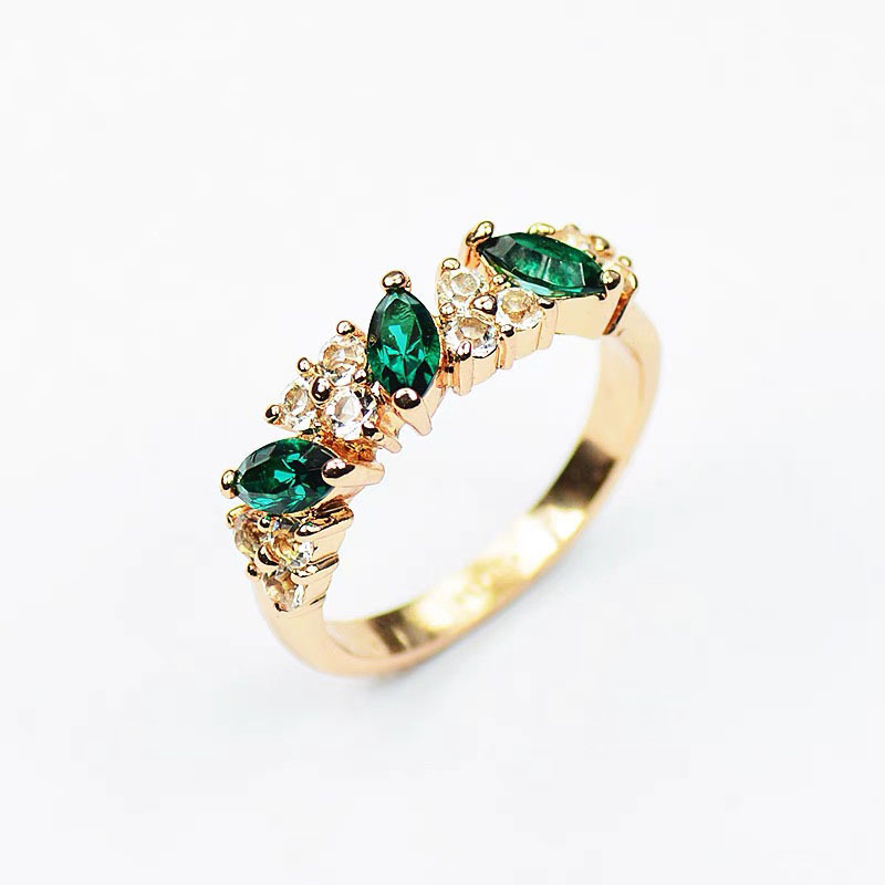 кольцо 반지 Fashion Sweet Shiny Green Rhinestone Ring Index Finger Tail Ring Decoration Wedding Jewelry Birthday Gift For Women