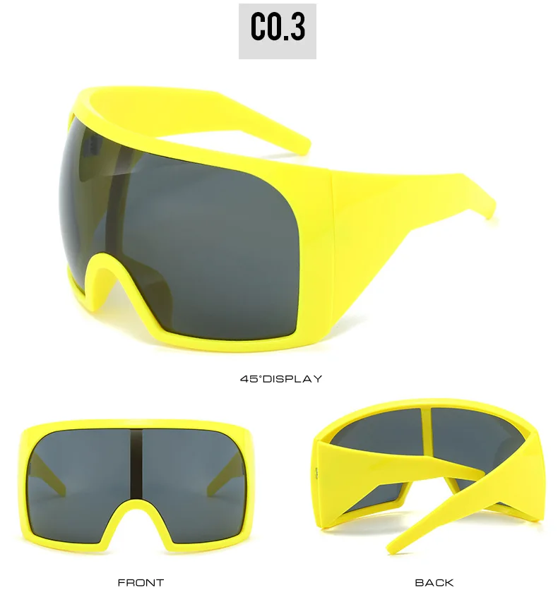 Y2K Vintage Luxus Marke Designer Übergroße Sonnenbrille Frauen Für Männer Trendy Punk Großen Rahmen Sonnenbrille Sport Goggle – Detail 9
