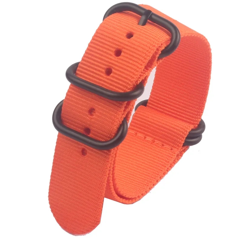 Black PVD Buckle Nylon Watch Strap - Adjustable Military-Style Wristband