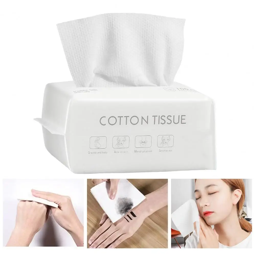 100Pcs/Bag Cleansing Towel Soft Face Towel Non-irritating Natural Travel Cotton Disposable Makeup Wipe Trip Supplies 2