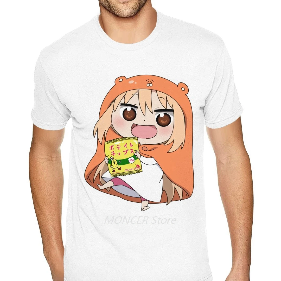 

Wholesale Umaru Eating Anime Himouto Shirts for Men 4XL Short Sleeve Black O-neck Shirt