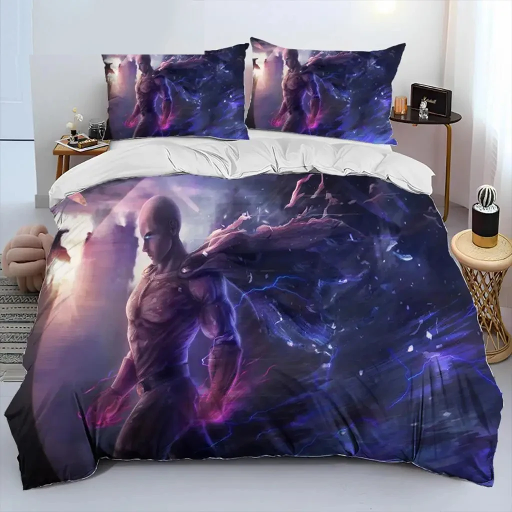 Anime One-Punch Man Saitama Bedding Set Boys Girls Twin Queen Size Duvet Cover Pillowcase Bed Kids Adult Home Textileextile 3