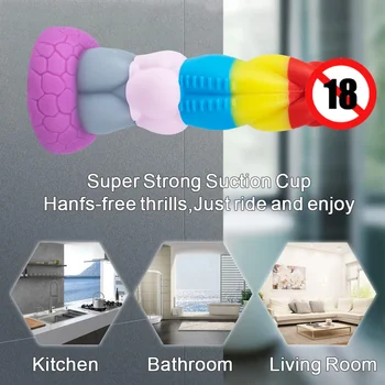 Abhoth Rainbow Dildo Liquid Silicone Six-color Chrysanthemum Anal Plug Imitation Penis Female Masturbation Device Adult Toys 4