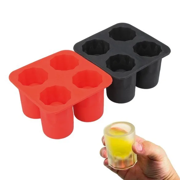 4 ice cup ice cube shooting shape rubber shooter freeze mold tray four hole  silicone mold