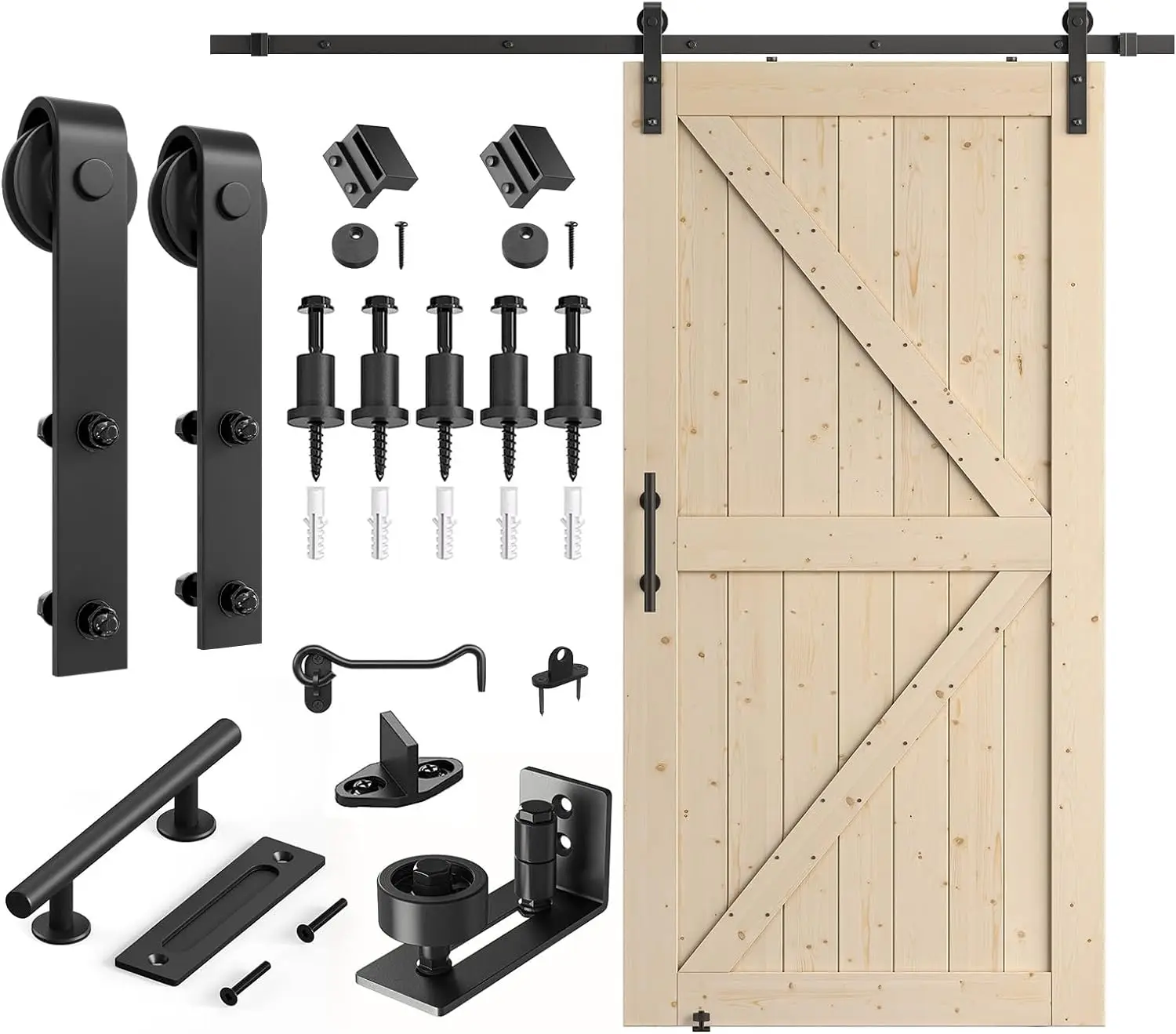

SMARTSTANDARD 42in x 84in Sliding Barn Door with 7ft Barn Door Hardware Kit Included, Unfinished Solid Spruce Wood Door