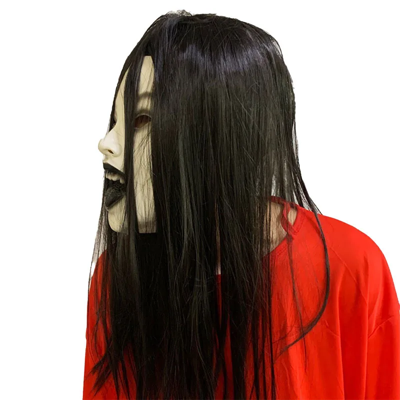 Scary Woman Masks Headwear Long Hair Witch Headpiece Halloween Decoration Party Cosplay Costume Creepier Headgear Head Prop