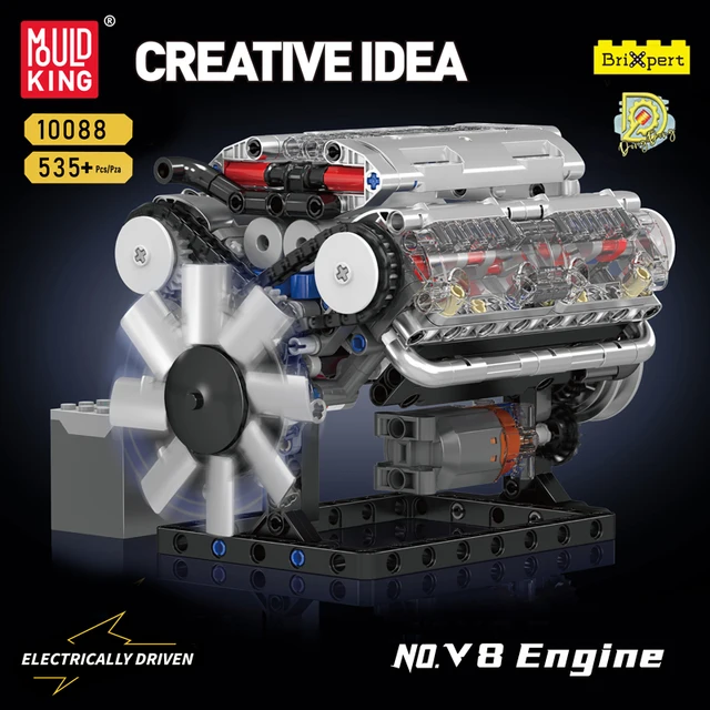 Mould King 10088 The V8 Engine Building Block Assembly Technical Car Brick Set Educational Car Engine Toys Kids Christmas Gift
