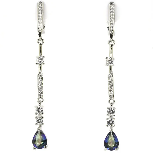 4g 925 SOLID STERLING SILVER Earrings Red Ruby Smoky Topaz Tanzanite Violet Topaz Violet Tanzanite White CZ Woman's Present