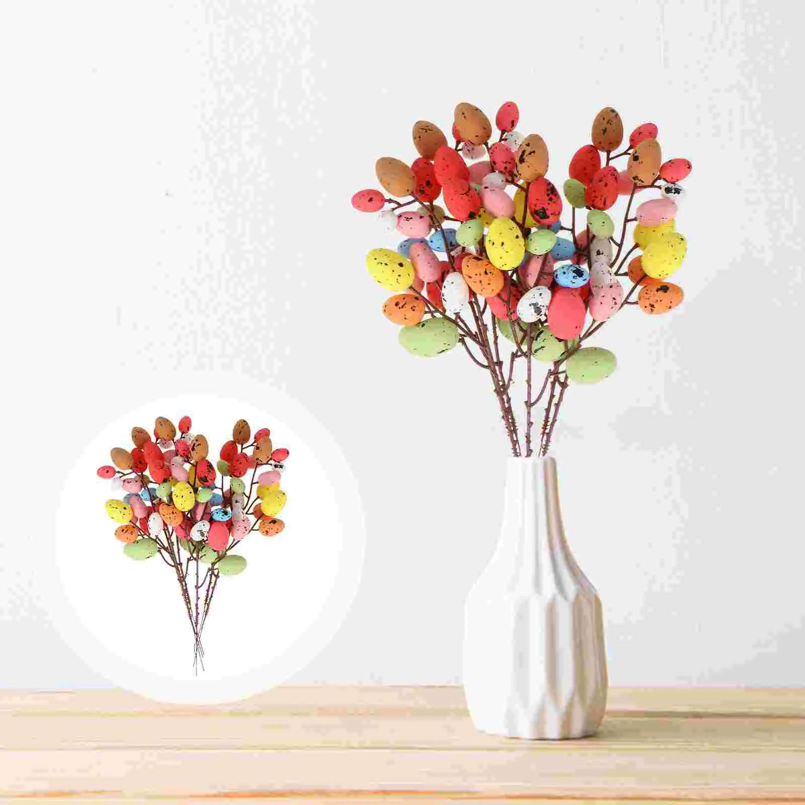 

Easter Artificial Easter Colorful Egg Tree Branch Ornament Egg Potted for Party Photography Props Living Room Home Decor