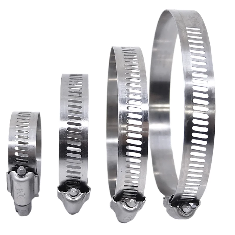 2/10pcs Adjustable Hose Clamps 304 Stainless Steel Hoop 6mm-600mm Screw Band Car Fuel Pipe Clips Worm Gear Clip Fixed Tools