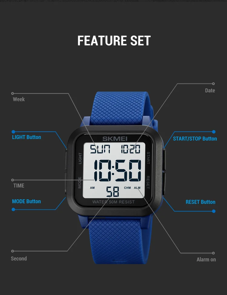 Sport Digital LED Chronograph Electronic Wristwatch
