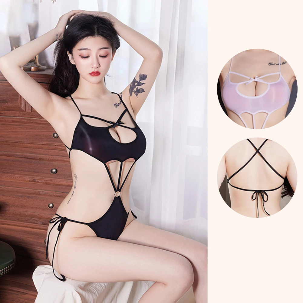 

2023 Women Sexy Sheer Lingerie Bodysuit See Through Thong Leotard Nightwear Sleepwear Hollow Out Swimwear Beachwear Underwear