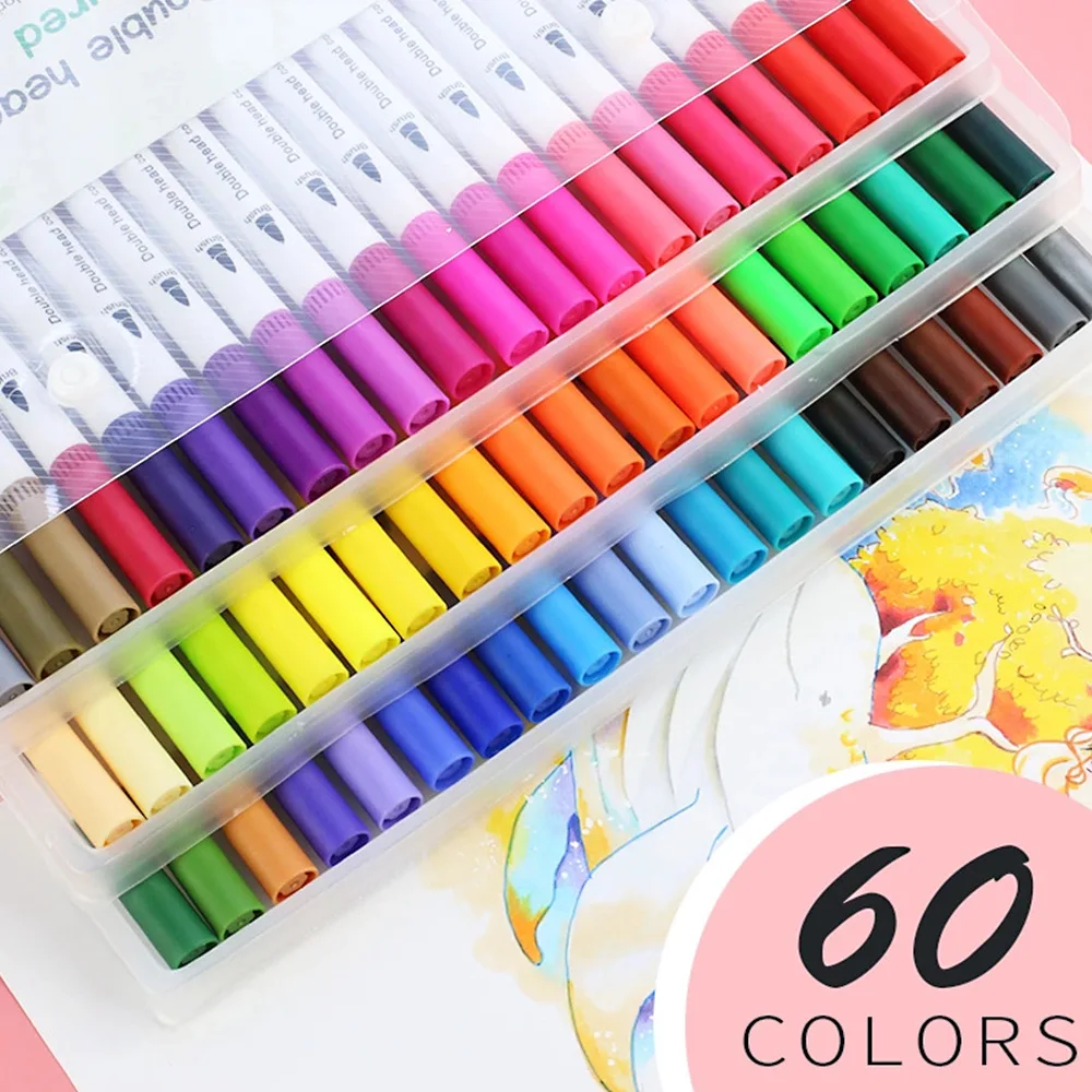 Double-ended Marker Set Color Pens 100 Colors Children's DIY Painting  Coloring Pens Alcohol Oil-based Markers Manga Art supplies - AliExpress