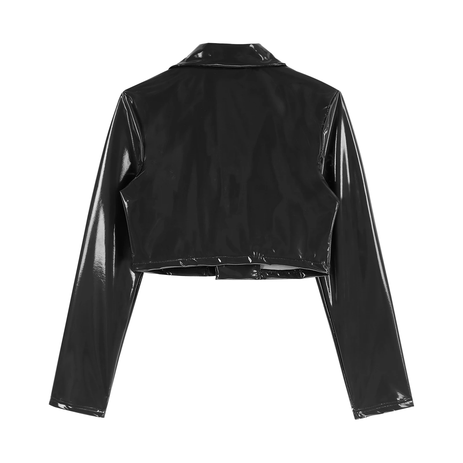 T-shirt Manches Longues Effet Cuir Verni Latex Noir Pour Homme - Style Club, Fête, Déguisement - Coupe Slim - 14