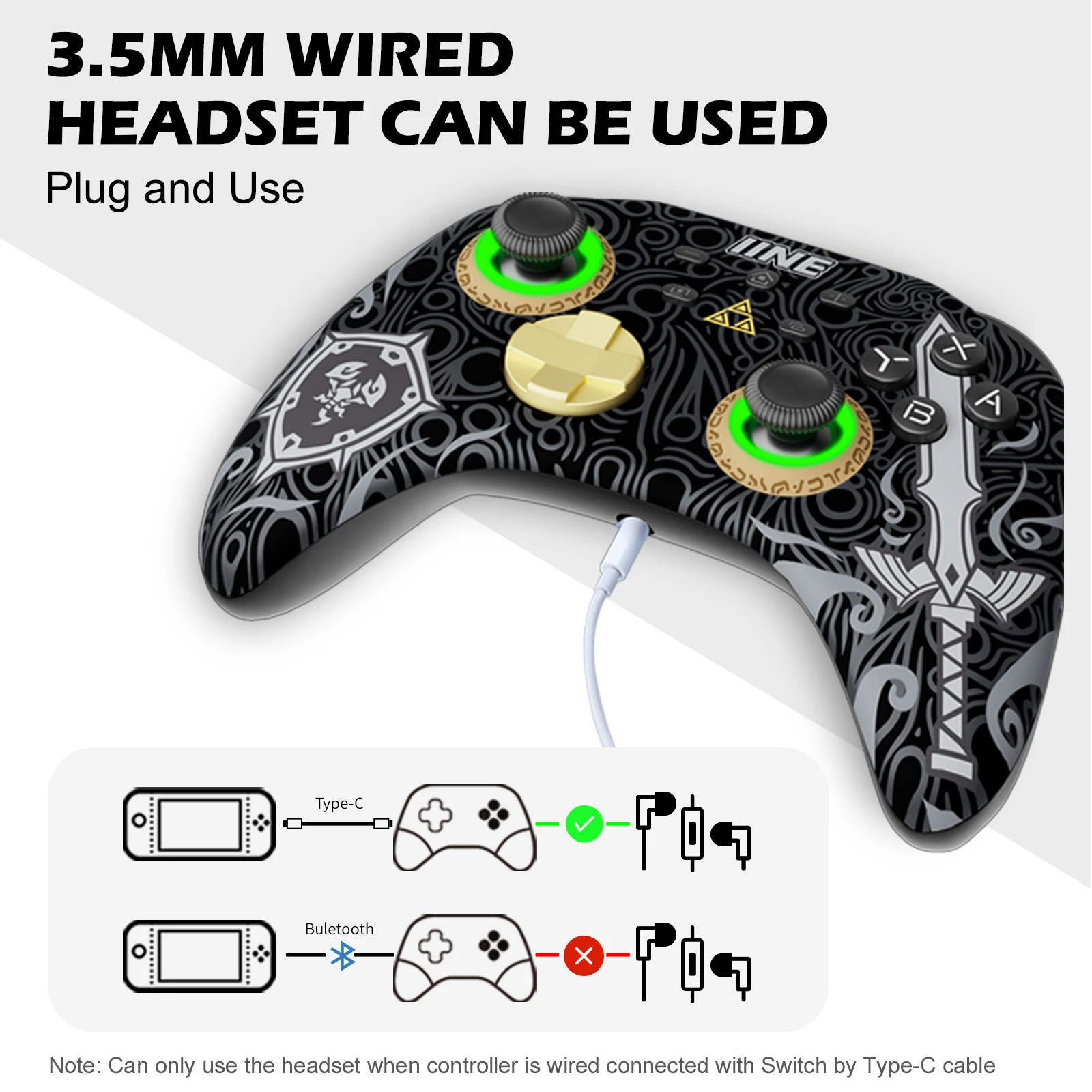 Iine Ares Controller Giroscopio Wireless A 6 Assi Con Jack Per Cuffie Luce Rgb Compatibile Per Switch Pc Steam Ios Android Steam Phone