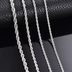 Elegant 925 Sterling Silver Rope Chain Necklace/Bracelet for Men and Women - Available in Multiple Widths (Length 60cm)