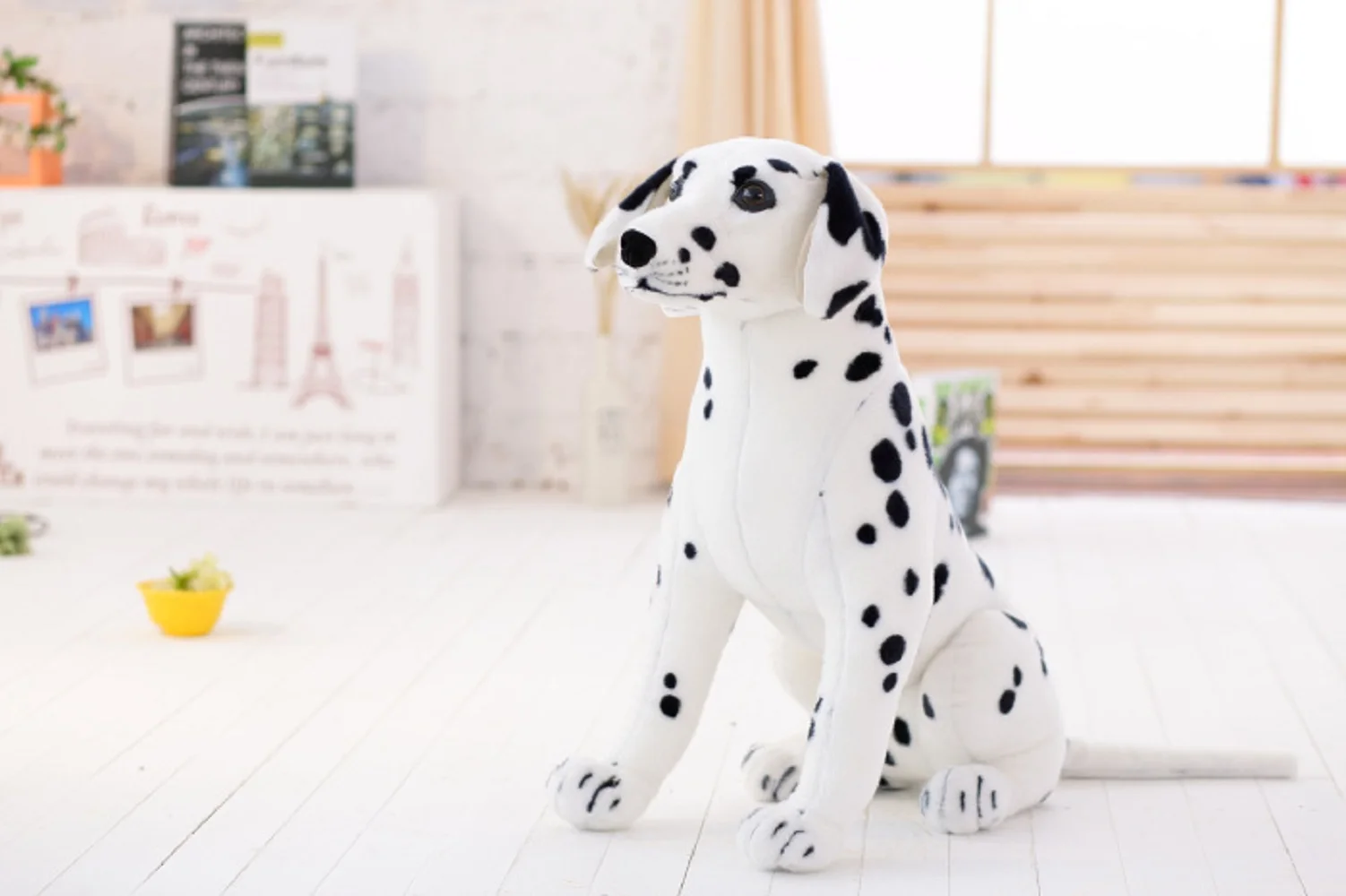 

middle lovely simulaiton spots dog toy plush sitting spot dog doll gift about 45cm