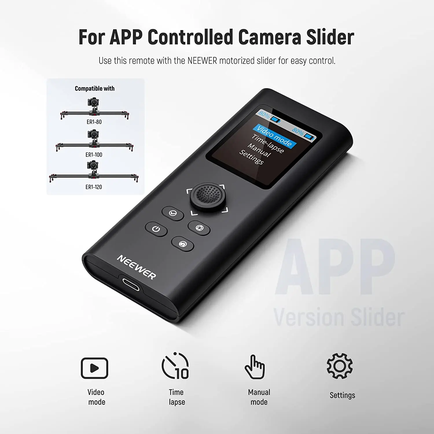 NEEWER Upgraded 2.4G Remote Control for Motorized Camera Slider, Support Video Mode, Time Lapse Photography for Carbon Fiber