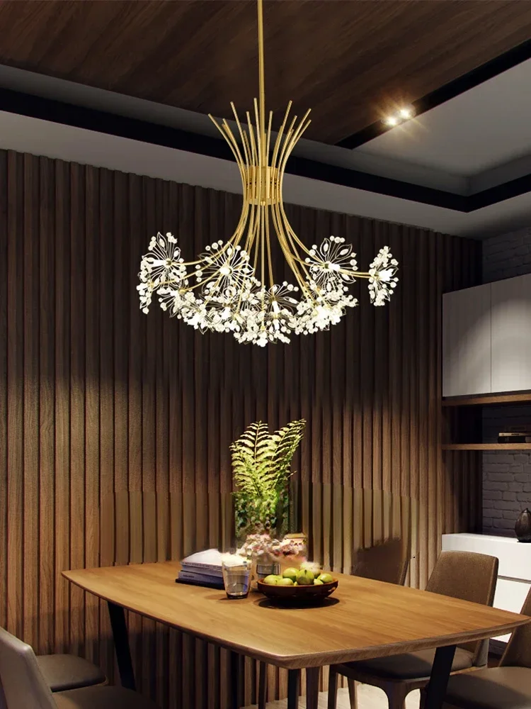 

Nordic Dandelion Restaurant Chandelier Warm Home Living Room Bedroom Lamp Light Luxury and Simplicity Crystal