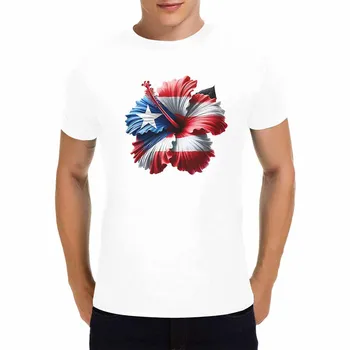 Puerto Rico Flag Hibiscus Flower T-Shirt 1