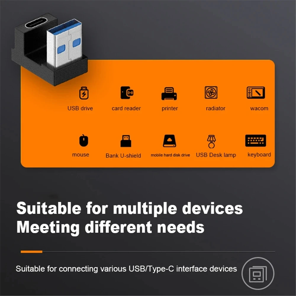10Gbps Usb C To Type-C Adapter Fast Charging Usb Right/Left Angle Up/ Down Bend USB 3.0 Multiple conversions Connector U-shaped