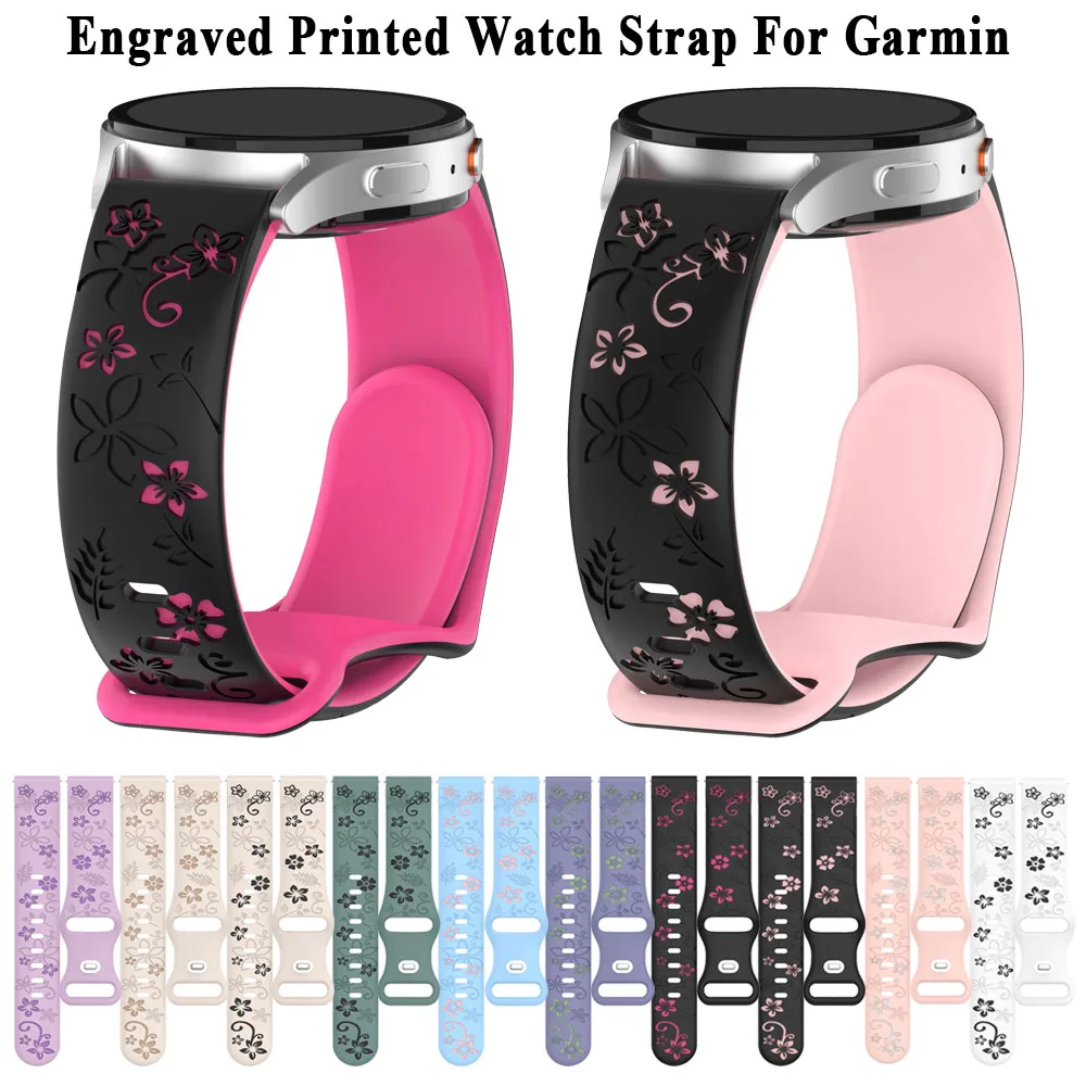 Engraved Printed Silicone Watch Strap, 18mm/20mm