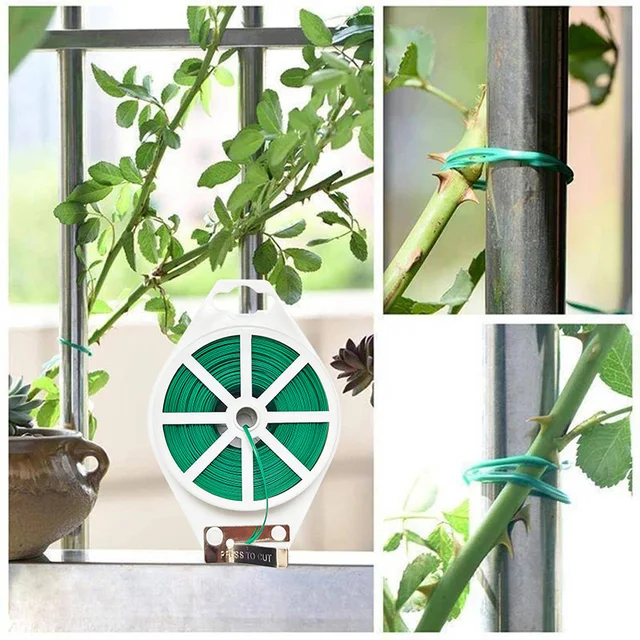 20/30/50 Méteres Növény Rögzített Kötélkert Csavart Nyakkendő Zöldségkertészet Hegymászó Növények Erős Zöld Bevonatú Húr Oltó Rögzítő Huzal - Image 3