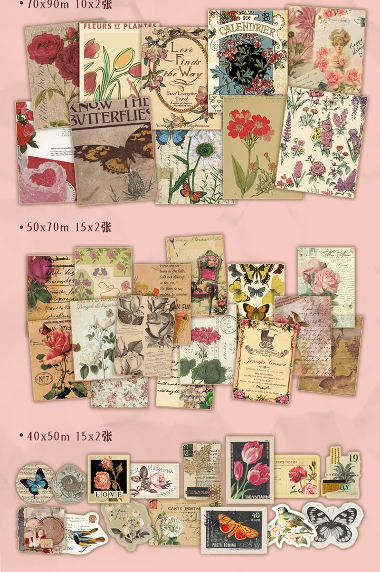 100 teile/paket Vintage Memo Papier Set DIY Scrapbooking Schule Liefert Dekor Junk Journal Kennzeichnung Kreative Schreibwaren Notizen Papier – Detail 13