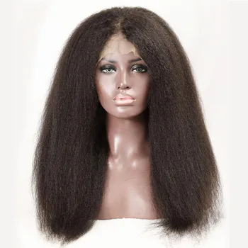 Parrucca in Capelli Umani Vergini Remy 100% | Capelli Lisci Afro Kinky a Densità Elevata | Frontale in pizzo HD trasparente dall'aspetto naturale
